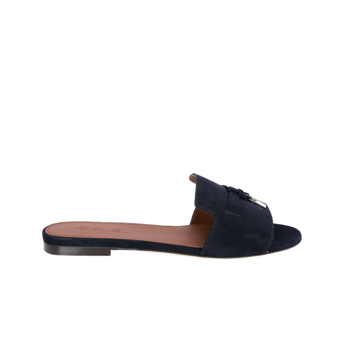 FAI6407-W000 (W) Loro Piana Summer Charms Suede Sandal Blue Navy