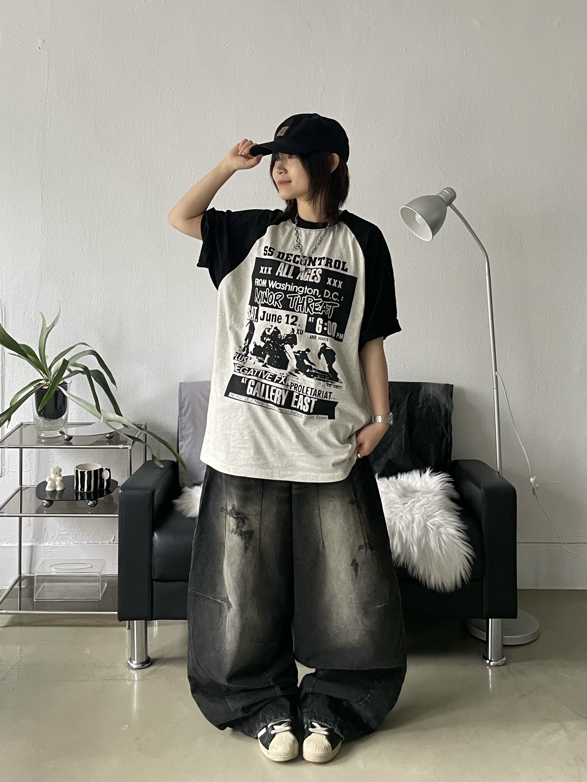 Carhartt Canvas Cap Black, Adidas Superstar Premium Black White 착용 스타일 - 1