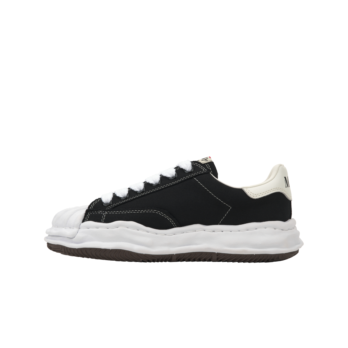 A08FW735-BLACK Maison Mihara Yasuhiro Blakey OG Sole Canvas Low-top Sneakers Black White - #3