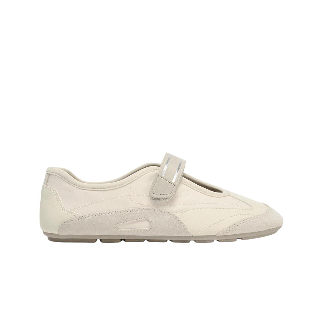 (W) 자라 콘트라스트 발레리나 플랫 크림 화이트((W) Zara Contrast Ballerina Flat Cream White) - 1