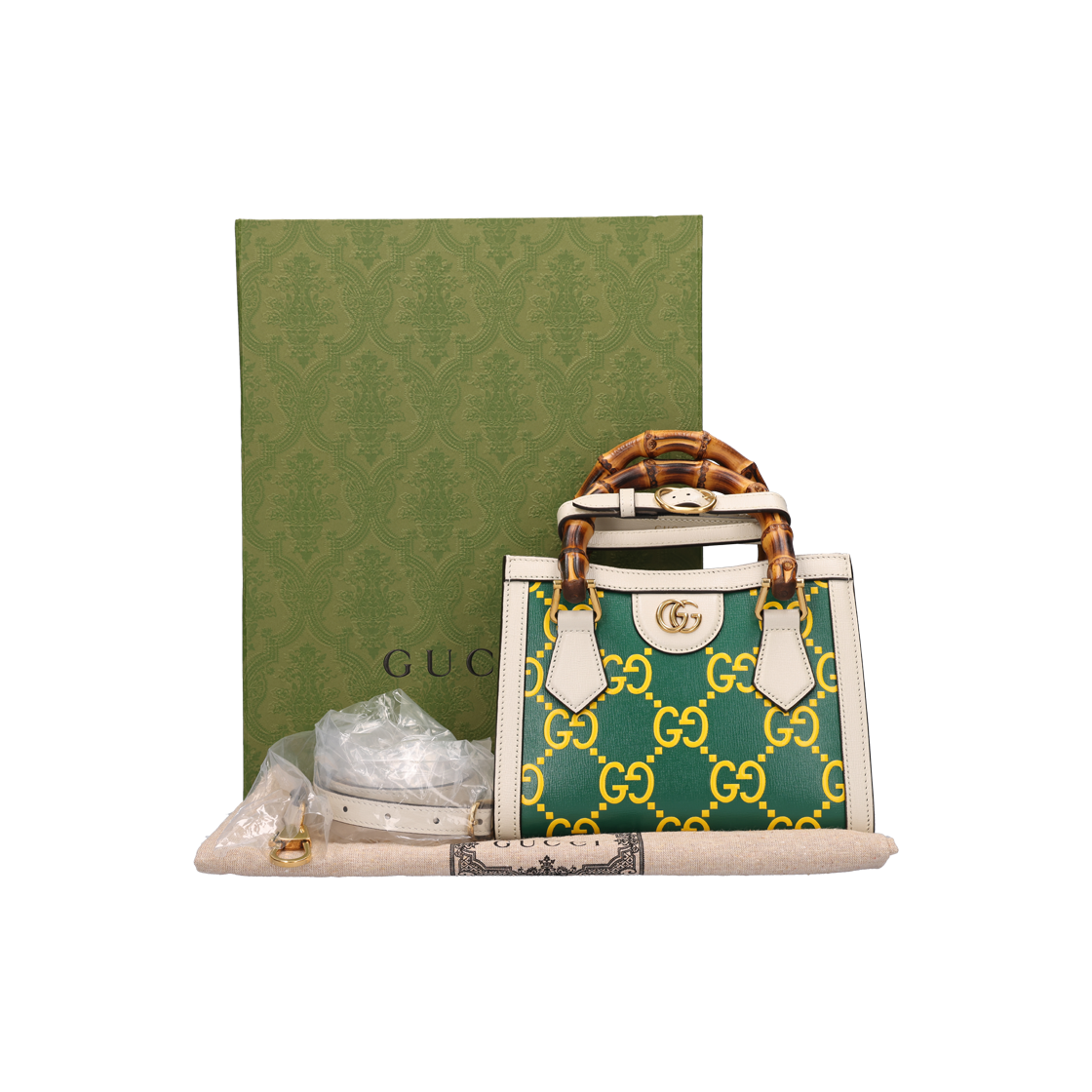 655661 [A등급] Gucci Vintage Diana Tote Bag Bamboo Green - #5