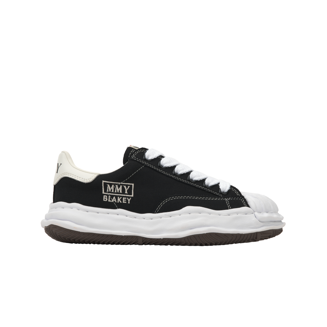 메종 미하라 야스히로 블레이키 OG 솔 캔버스 로우탑 스니커즈 블랙 화이트(Maison Mihara Yasuhiro Blakey OG Sole Canvas Low-top Sneakers Black White)