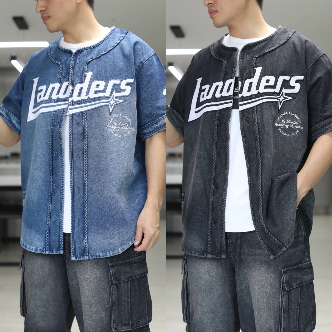 SSG Landers 25 Black Denim Jersey (Non Marking Ver.), SSG Landers 24 Denim Jersey (Non Marking Ver.) 착용 스타일