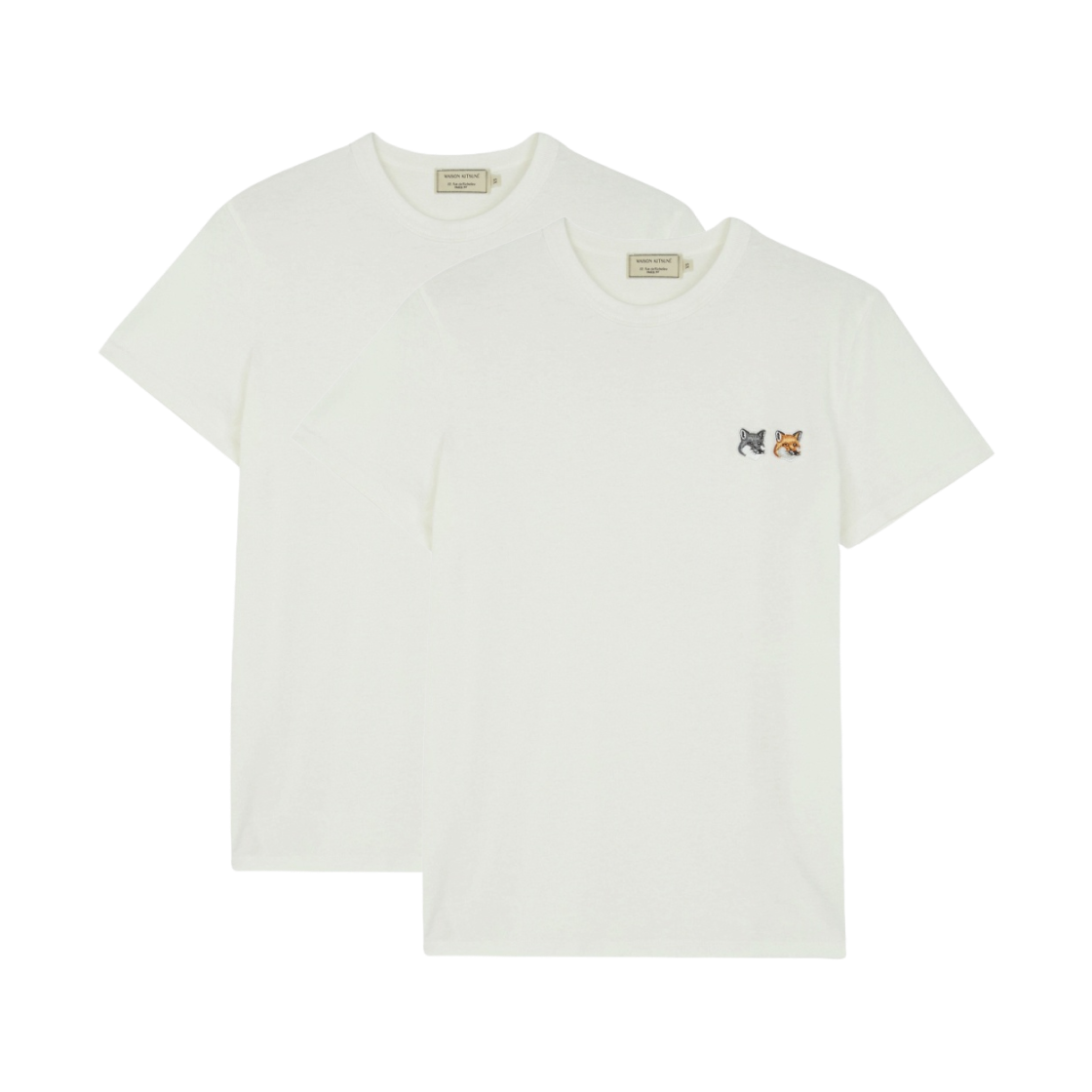 메종 키츠네 더블 폭스 헤드 패치 클래식 티셔츠 라떼 (2개 번들)