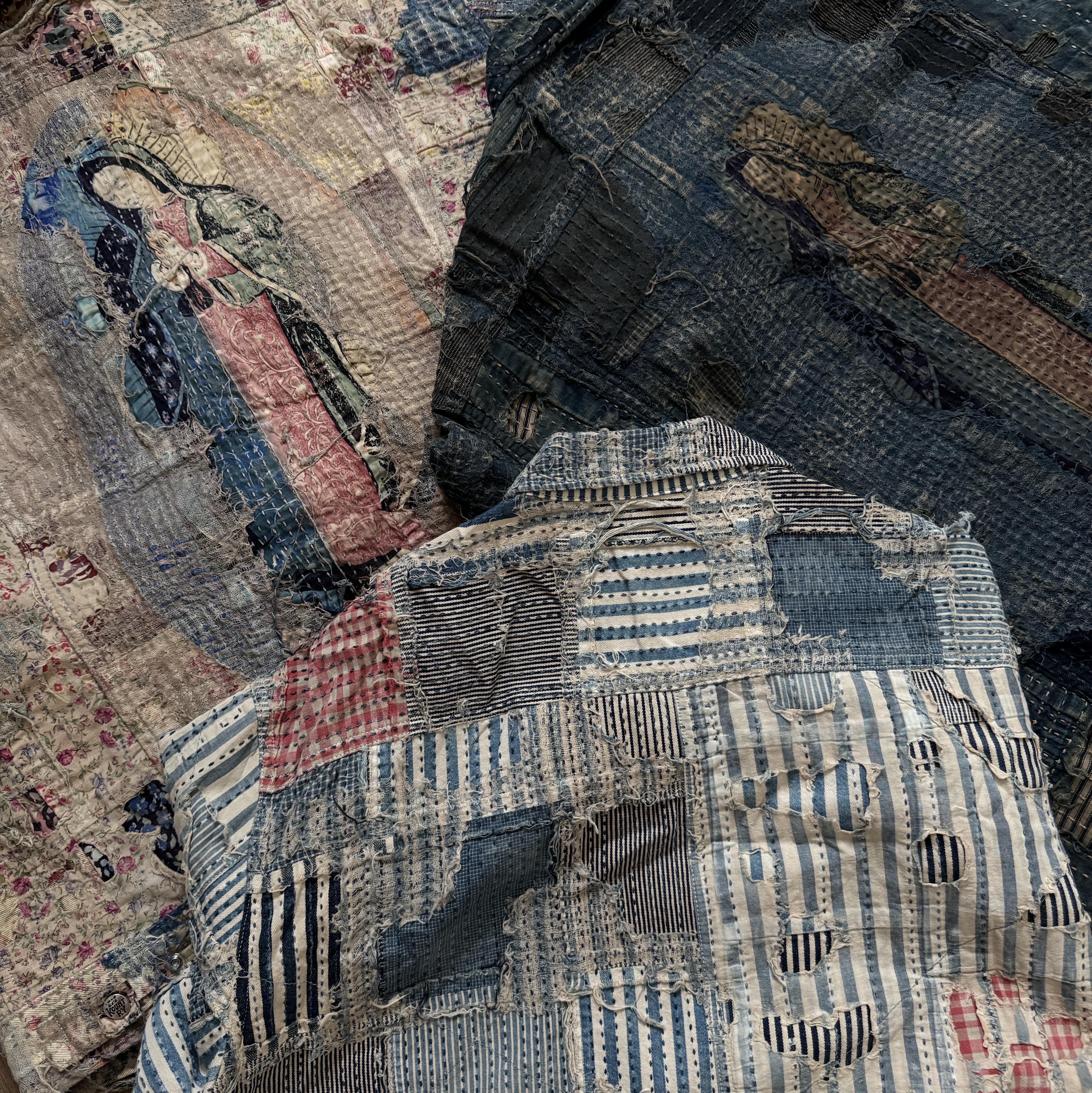 Kapital Boro Zip Up Indigo, Kapital Boro Zip Up Beige 착용 스타일