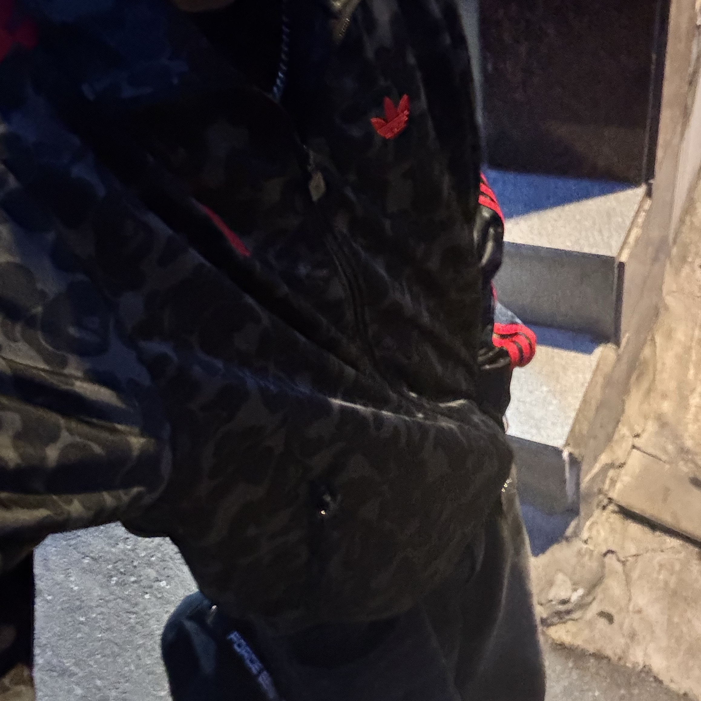 Adidas x BAPE Allover Print Track Top Black - KR Sizing 착용 스타일
