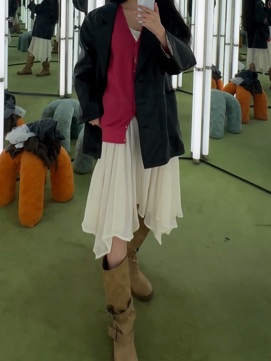 [6% 적립] NegativeThree Slouchy Long Boots Washed Beige 착용 스타일