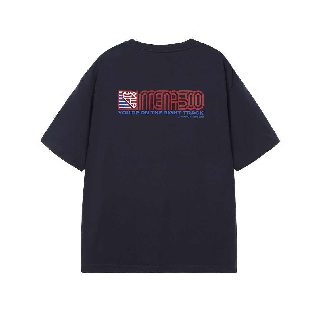 미나수 스퀘어 하트트랙 티셔츠 네이비(Menasoo Squared Hearttrack Graphic T Shirt Navy)