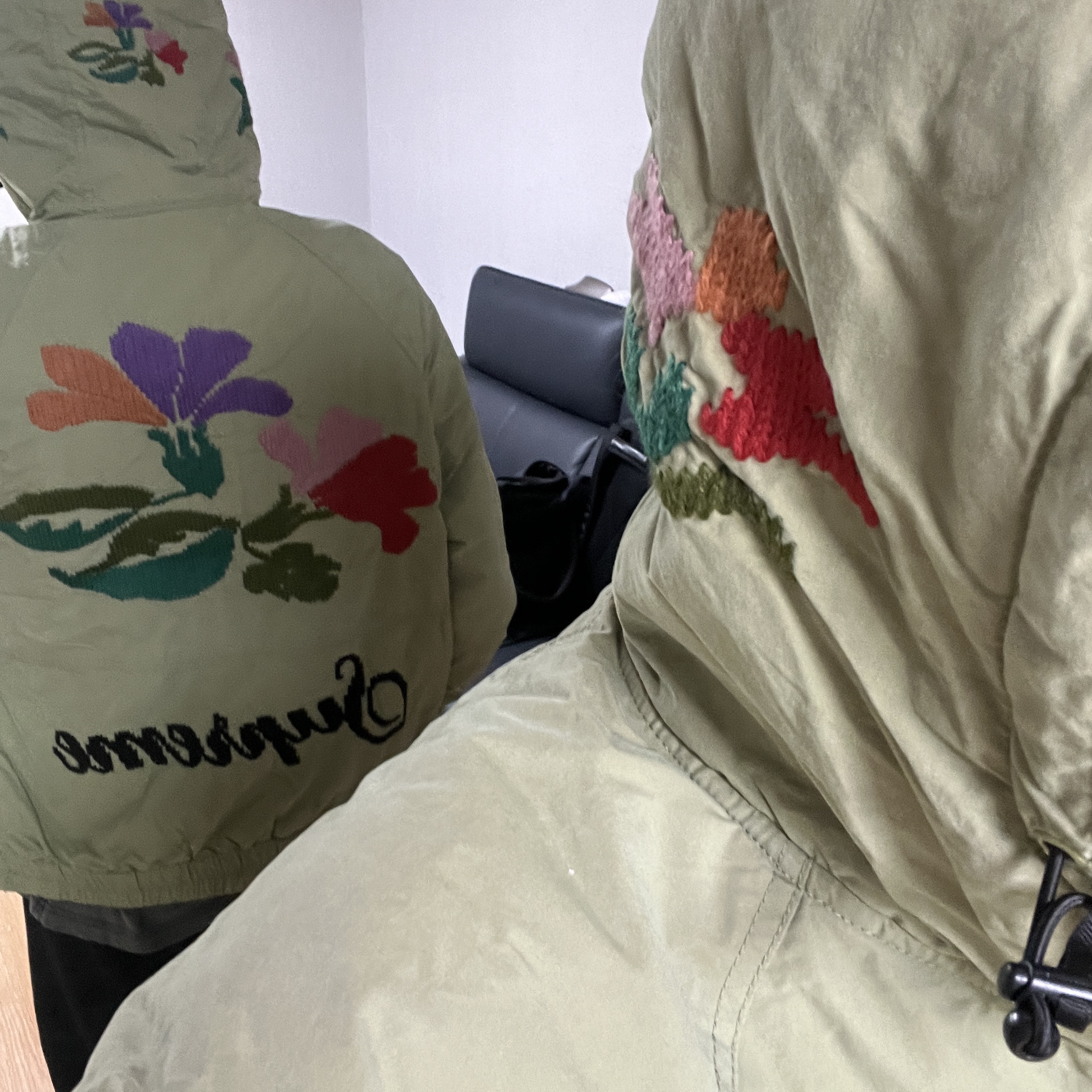 Supreme Needlepoint Hooded Jacket Olive - 23FW 착용 스타일