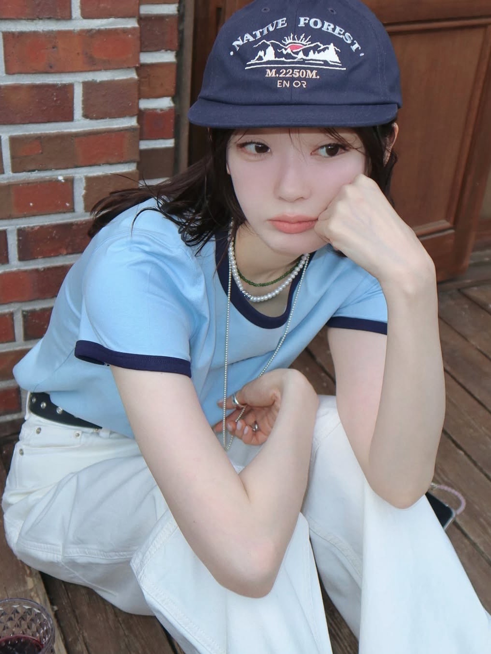 Enor Native Forest Ball Cap Blue, Enor Native Forest Ball Cap Ivory 착용 스타일 - 1
