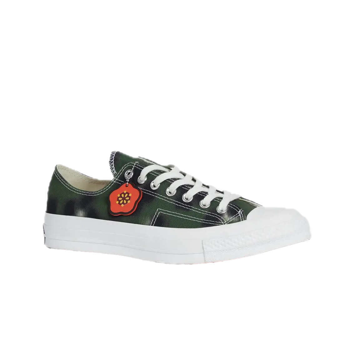 겐조 x 컨버스 로우 탑 스니커즈 인 캔버스 다크 카키 - 25SS(Kenzo x Converse Low Top Sneakers In Canvas Dark Khaki - 25SS)