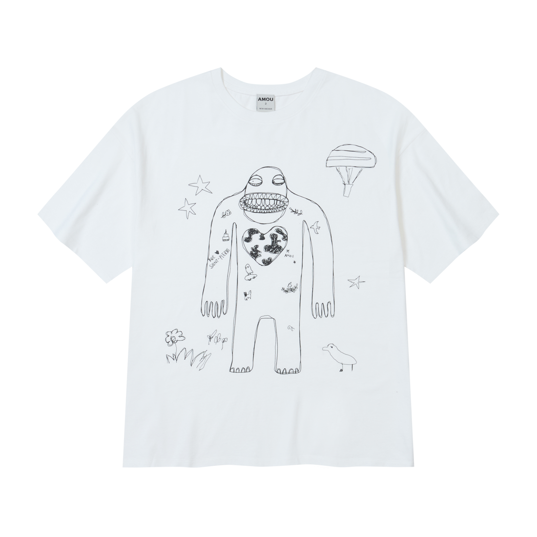 AM25SSHS19WH AMOU Stranger Things Half T-Shirts White