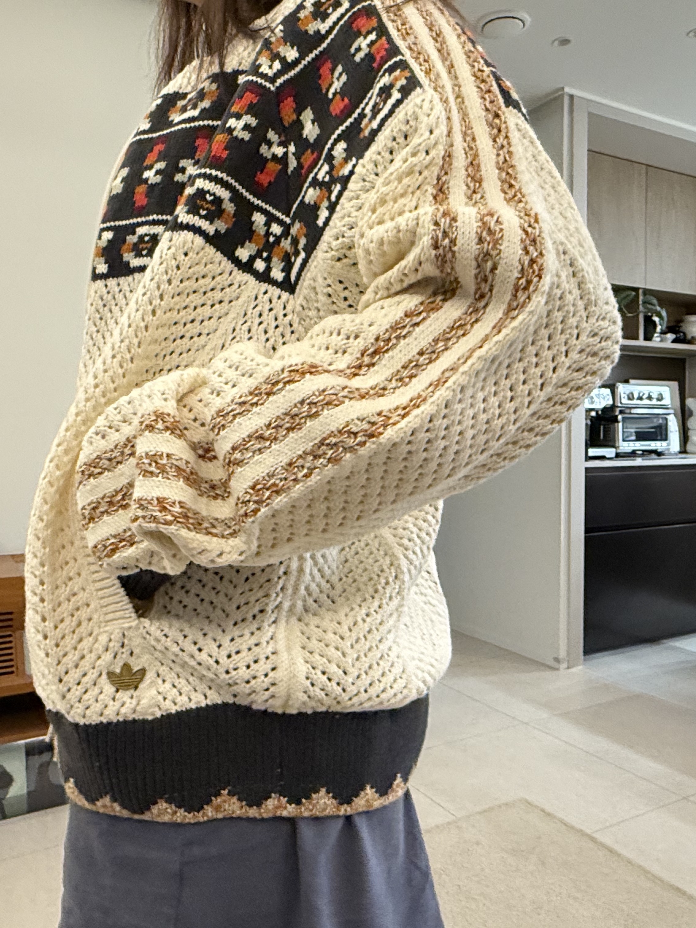 Adidas x Clot Crochet SST Track Top Cream White - KR Sizing 착용 스타일 - 8