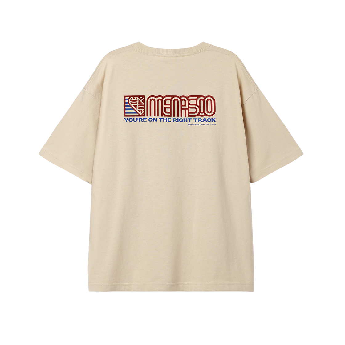 SST-HRT-SQ-OT Menasoo Squared Hearttrack Graphic T Shirt Oatmeal