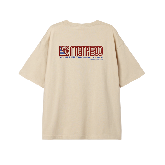 SST-HRT-SQ-OT Menasoo Squared Hearttrack Graphic T Shirt Oatmeal