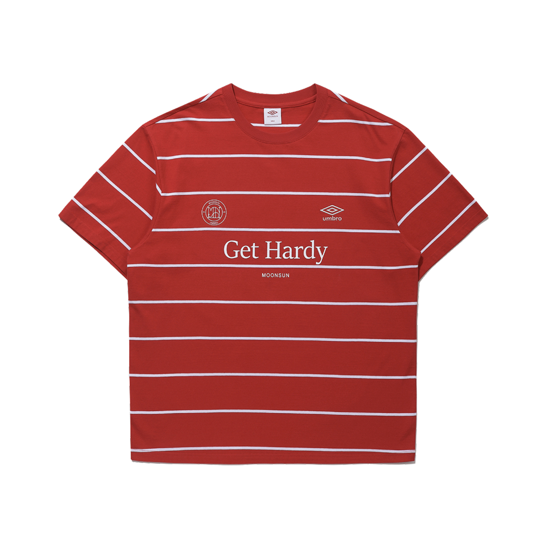UQ221CRS42-RED0 Umbro x Moonsun Blockcore Stripe S/S T-Shirt Red