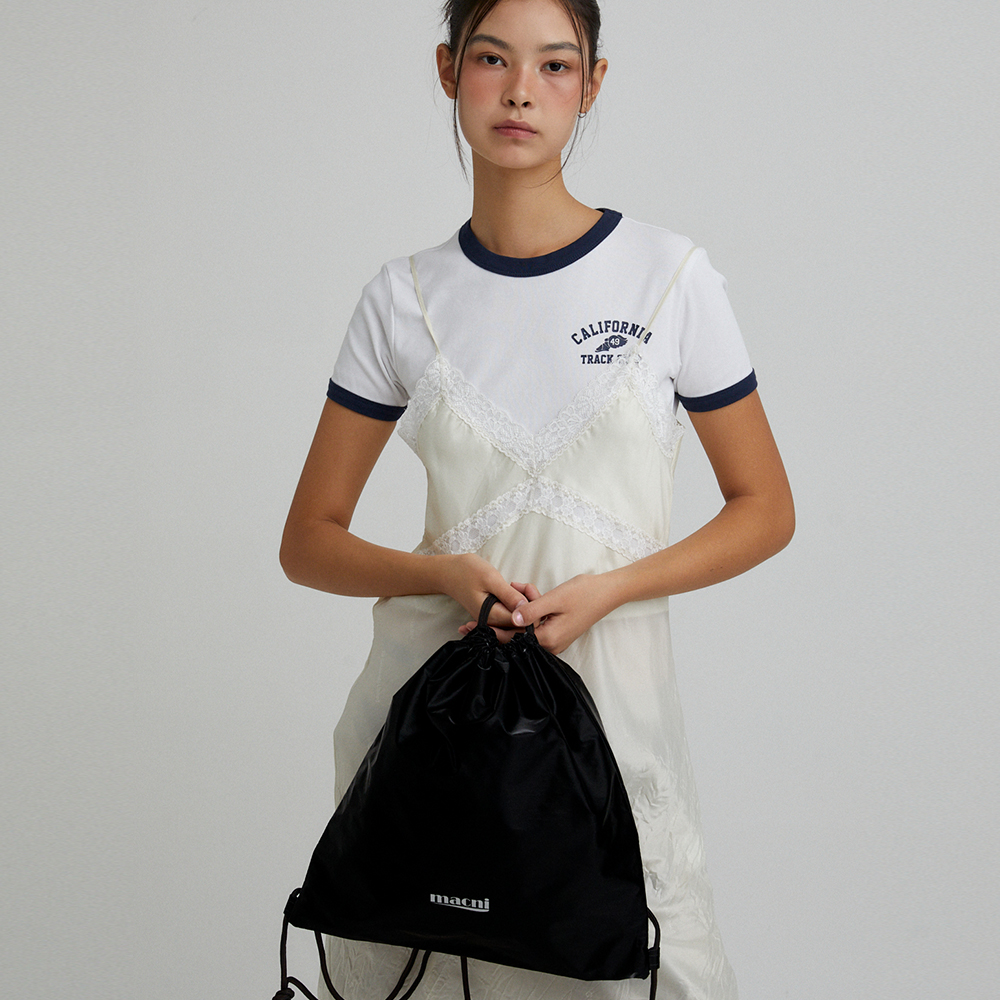 마크니 드로스트링 글로시 백팩 블랙(MACNI Drawstring Glossy Backpack Black) - 5