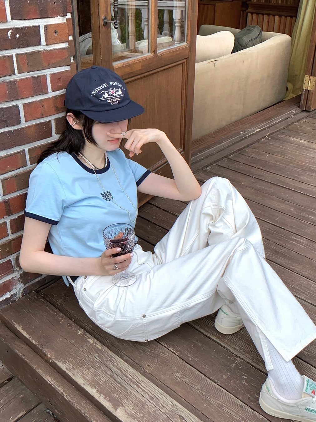 Enor Native Forest Ball Cap Blue, Enor Native Forest Ball Cap Ivory 착용 스타일 - 3