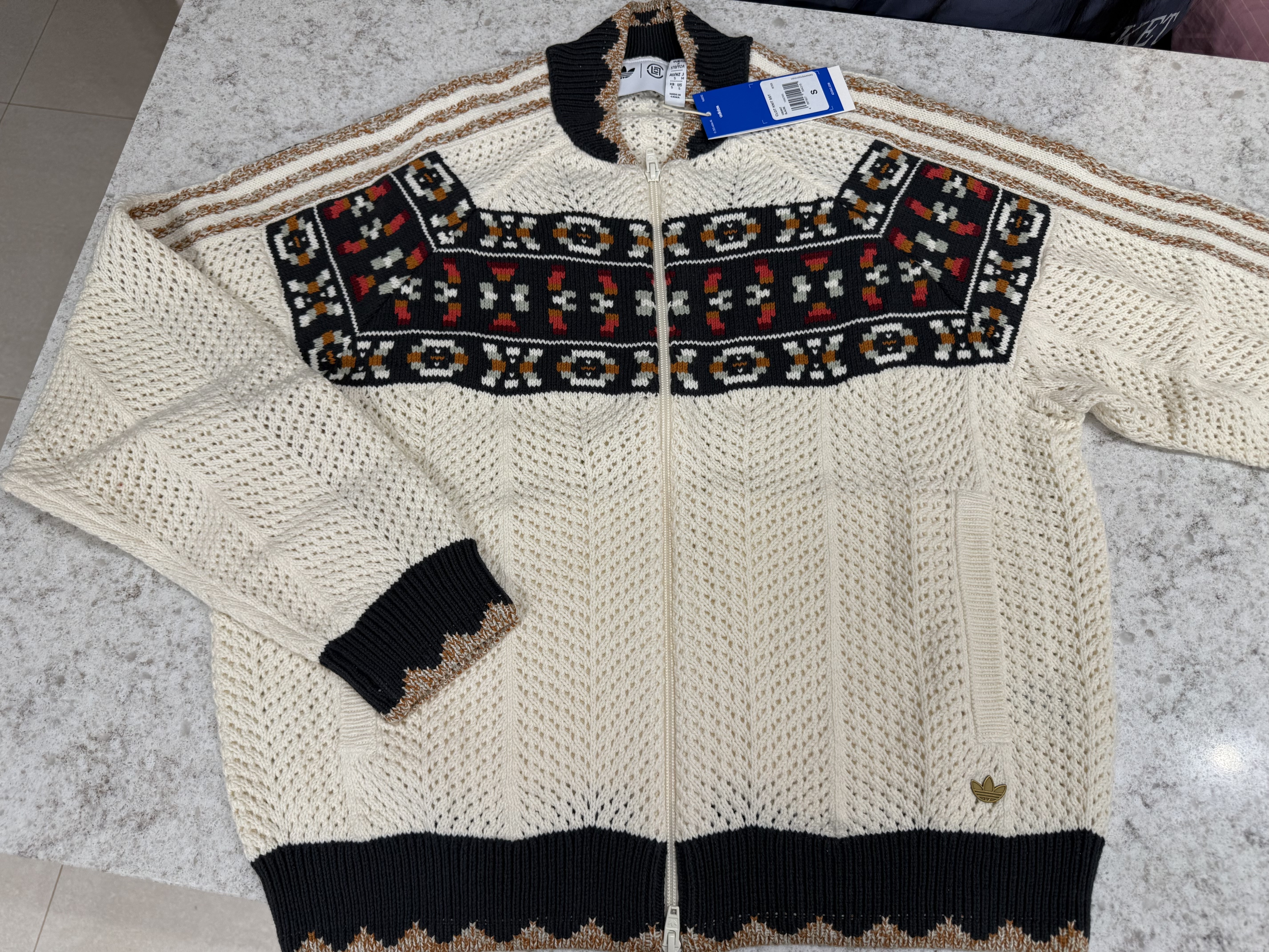 Adidas x Clot Crochet SST Track Top Cream White - KR Sizing 착용 스타일 - 2