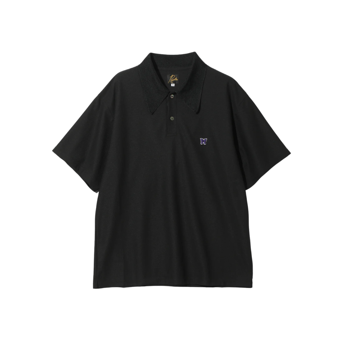 니들스 숏슬리브 폴리 피케 폴로 셔츠 블랙(Needles S/S Poly Pique Polo Shirt Black)