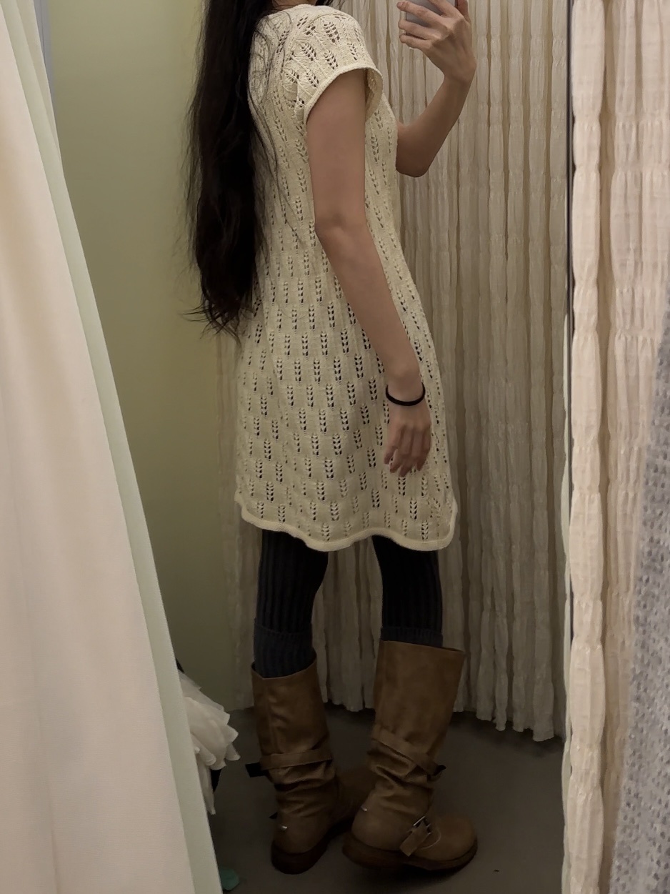 [6% 적립] NegativeThree Slouchy Long Boots Washed Beige, COYSEIO Scasi Knit Onepiece Ivory 착용 스타일 - 1