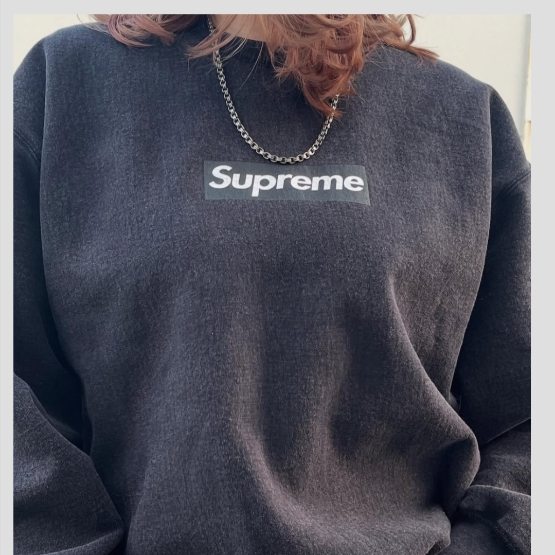 Supreme Washed Box Logo Crewneck Black - 25SS 착용 스타일 - 1