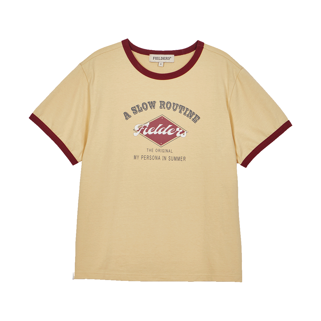 FB2RT1352FMS Fielders Graphic Cropped Ringer T-Shirt Yellow/Red