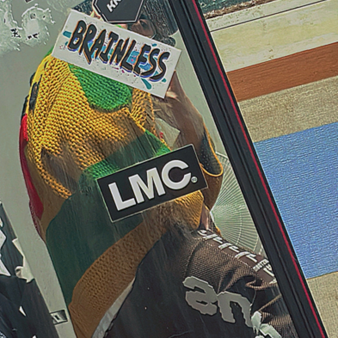 Nike x Cactus Plant Flea Market Crochet Hockey Sweater Chutney, Nike x Cactus Plant Flea Market Air Sun MX Pant Dark Cinder 착용 스타일