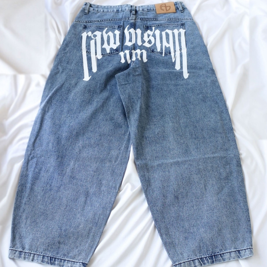 NOMANUAL Raw Vision Denim Pants White Blue 착용 스타일 - 1