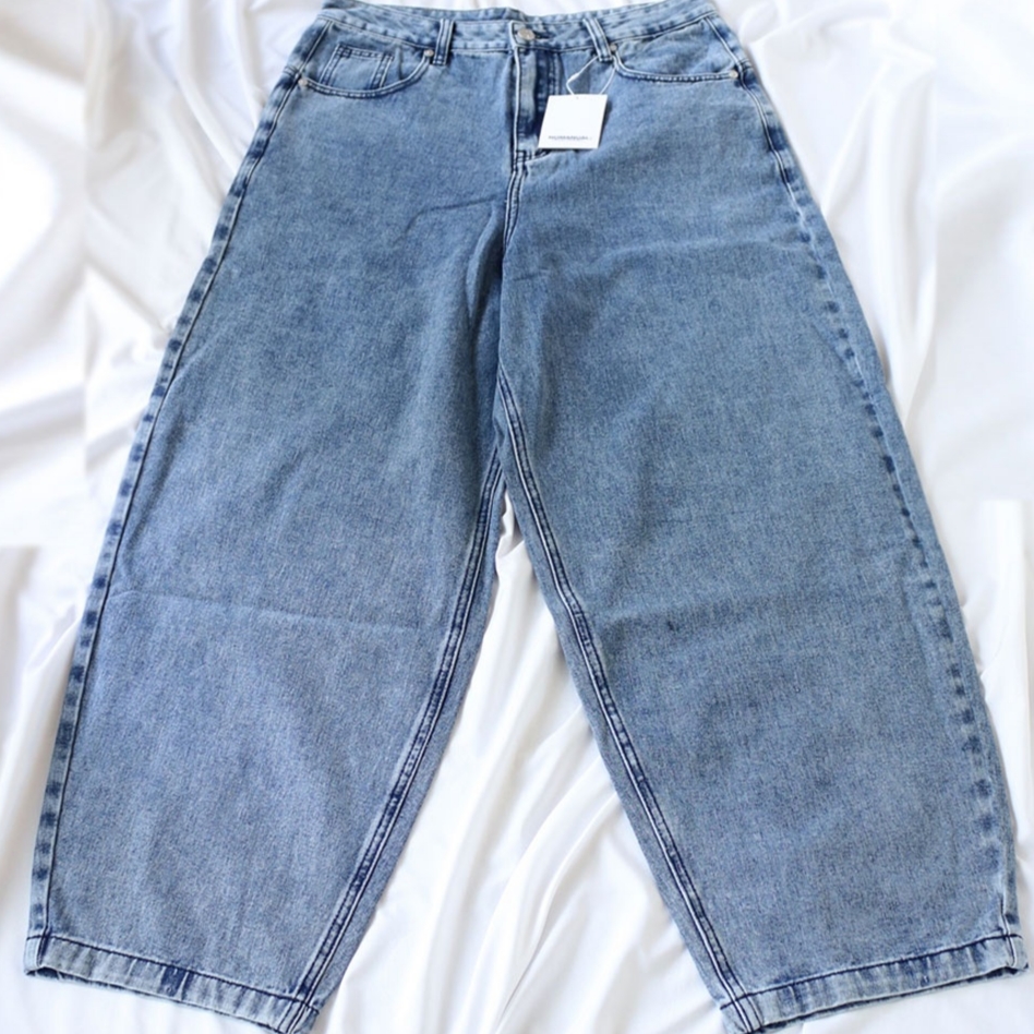 NOMANUAL Raw Vision Denim Pants White Blue 착용 스타일 - 2