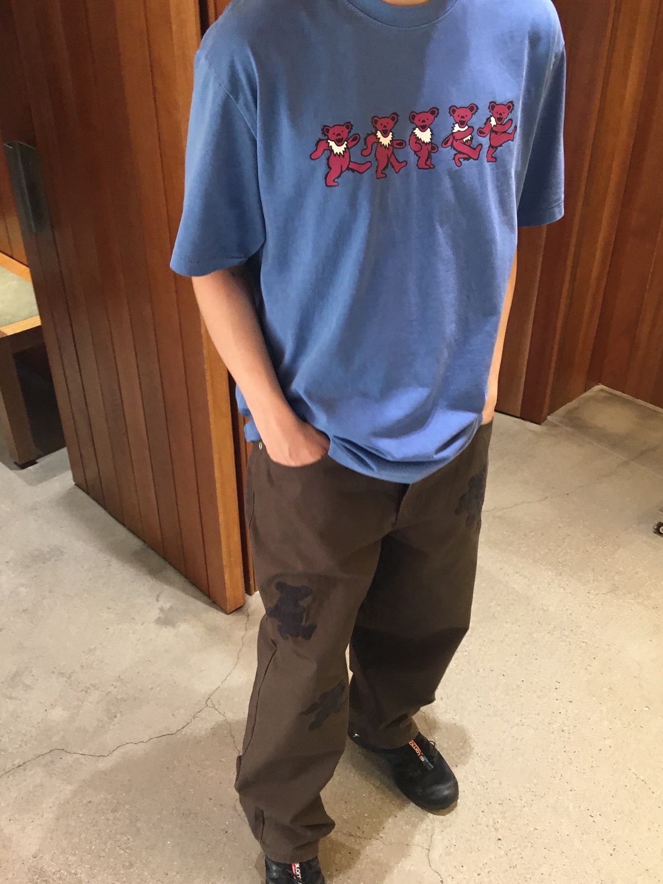 Salomon XT-6 ADV Black, Thisisneverthat x Grateful Dead Dancing Bears T-Shirt Dusty Blue 착용 스타일