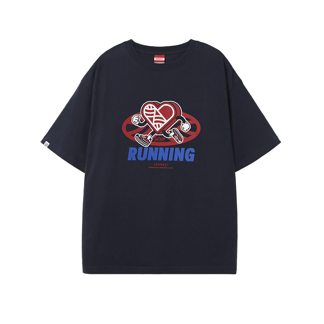 SST-HRT-GRP-NV Menasoo New Big Hearttrack Graphic T Shirt Navy