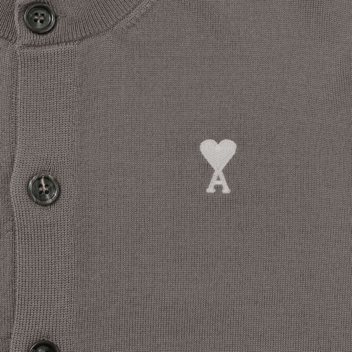 (W) 아미 스몰 하트 로고 울 가디건 베이지((W) AMI de Coeur Wool Cardigan Beige) - 4