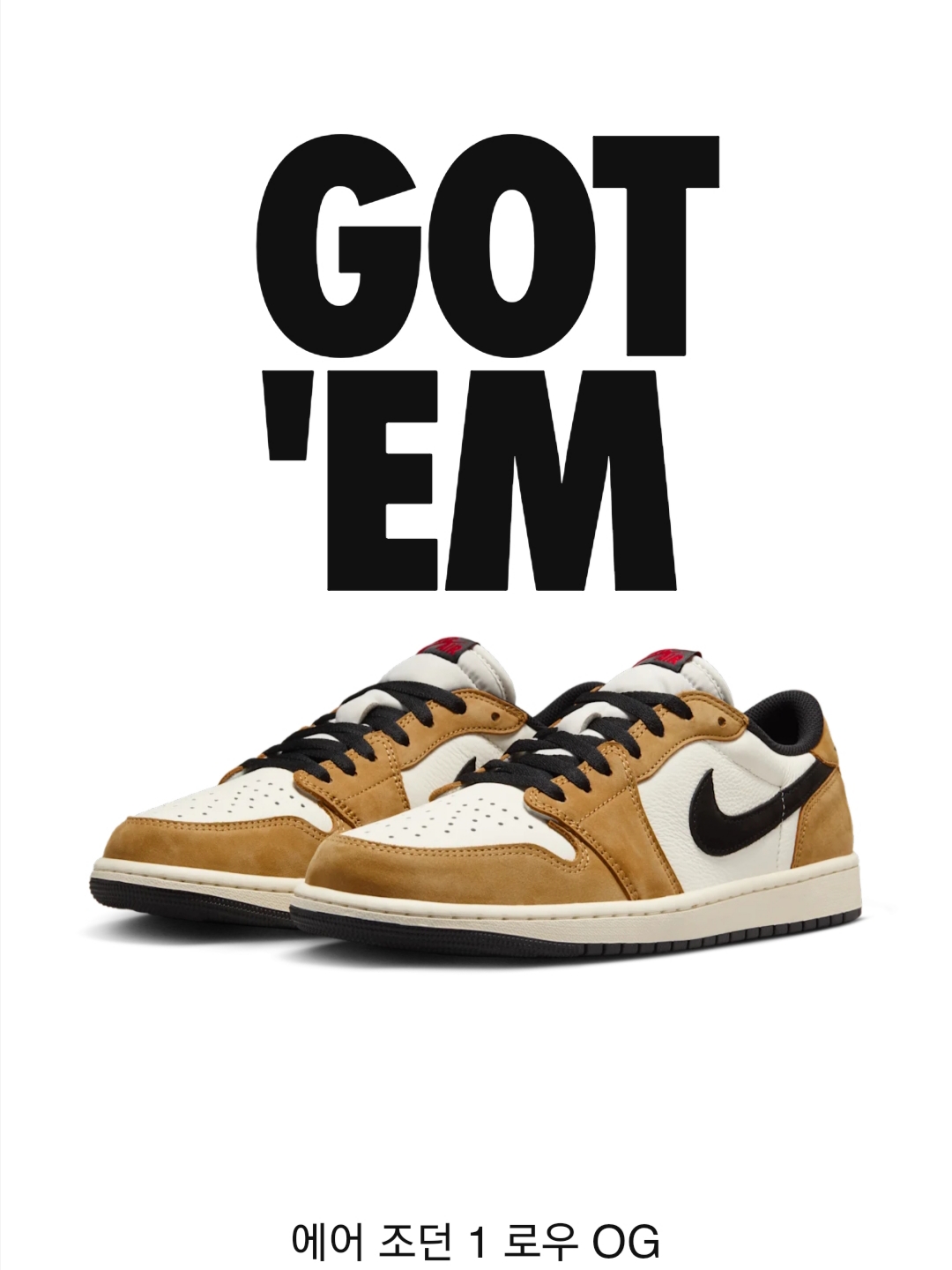 Jordan 1 Low OG Sail and Golden Harvest, Arc'teryx Bird Word Cap 24K Black 착용 스타일 - 1