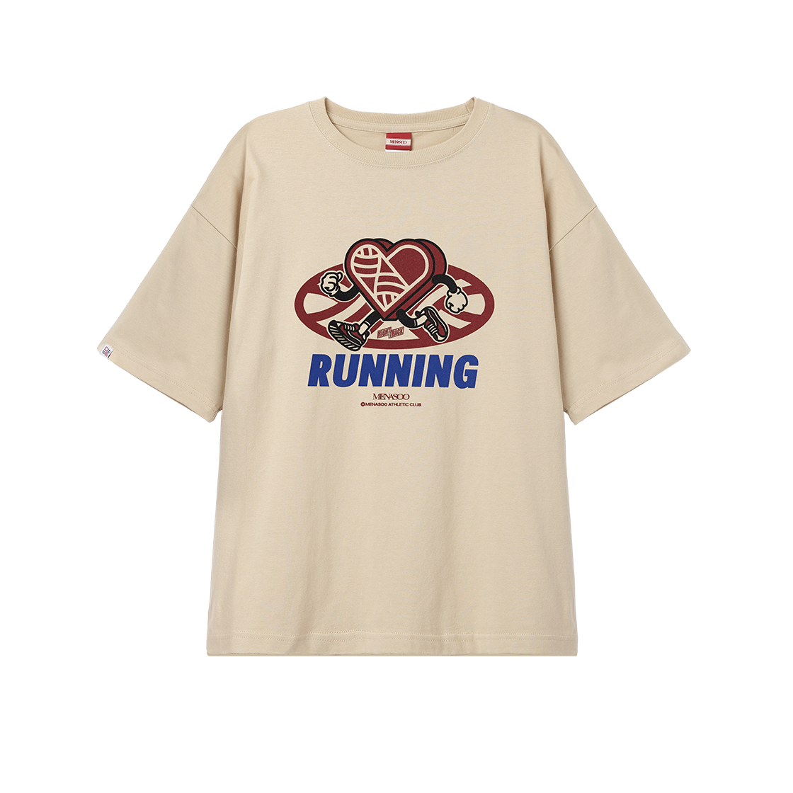 미나수 뉴 빅 하트트랙 티셔츠 오트밀(Menasoo New Big Hearttrack Graphic T Shirt Oatmeal)