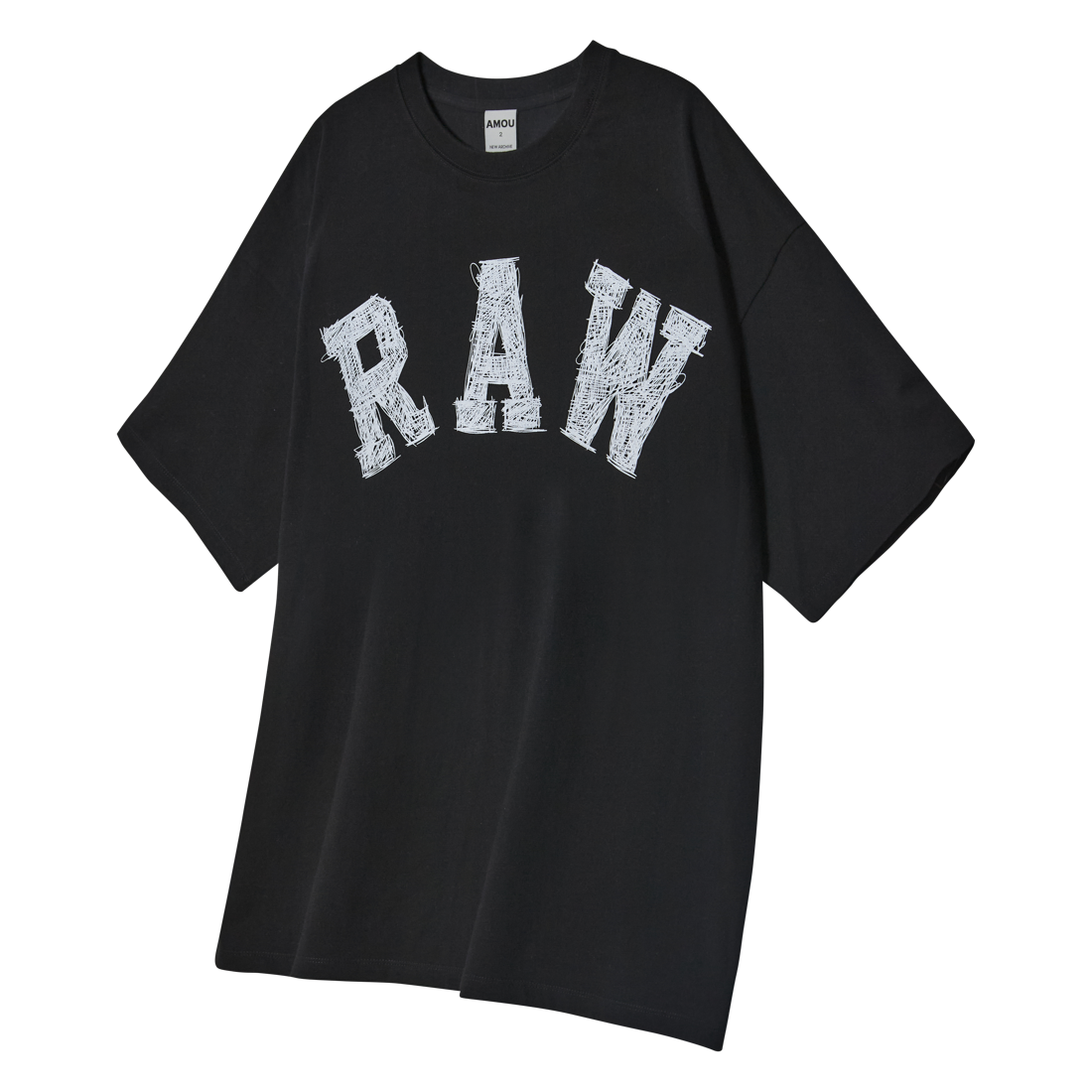 아모우 로우 스케치 하프 티셔츠 블랙(AMOU Raw Sketch Half T-Shirts Black) - 2
