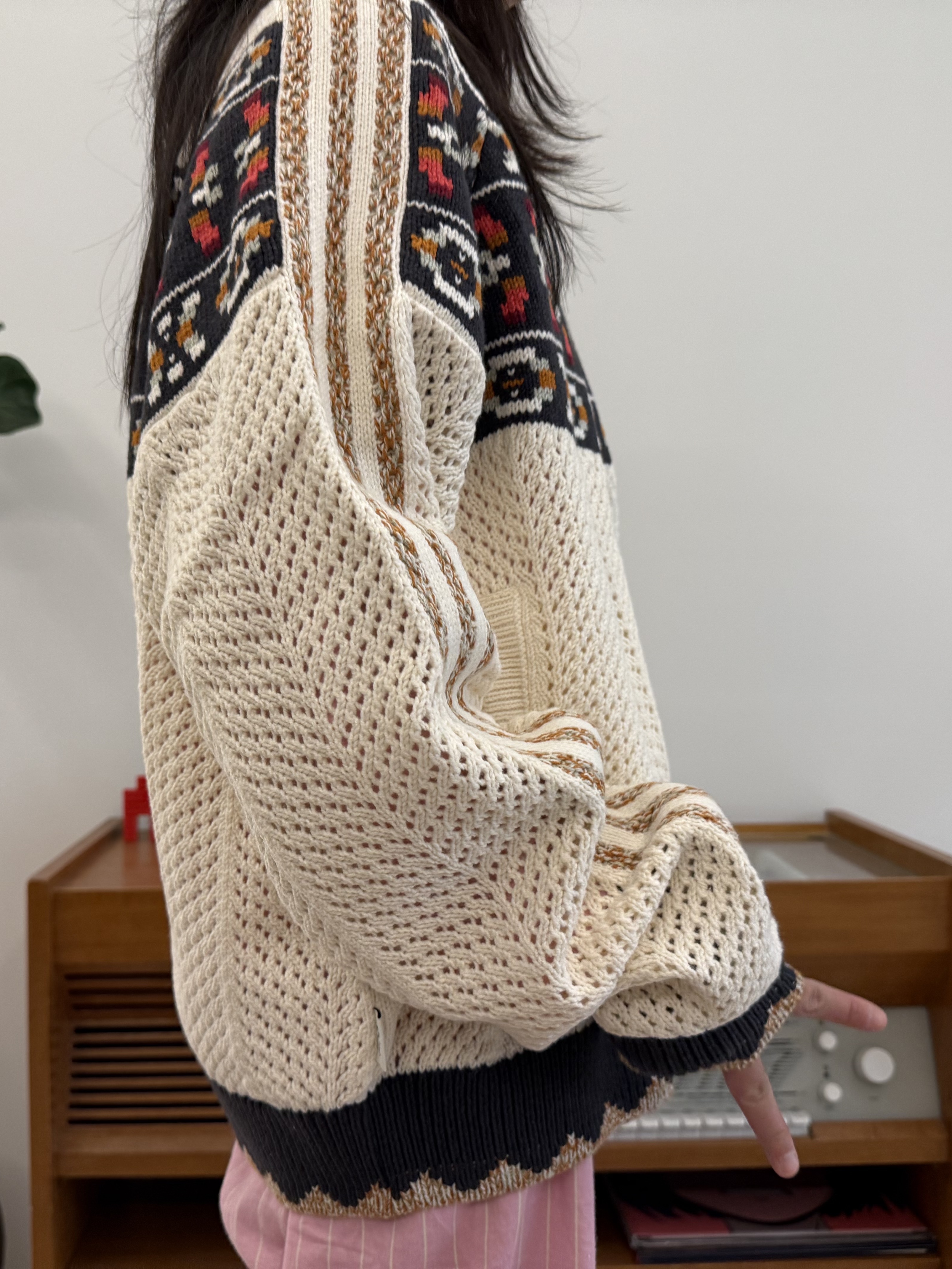 Adidas x Clot Crochet SST Track Top Cream White - KR Sizing 착용 스타일 - 6