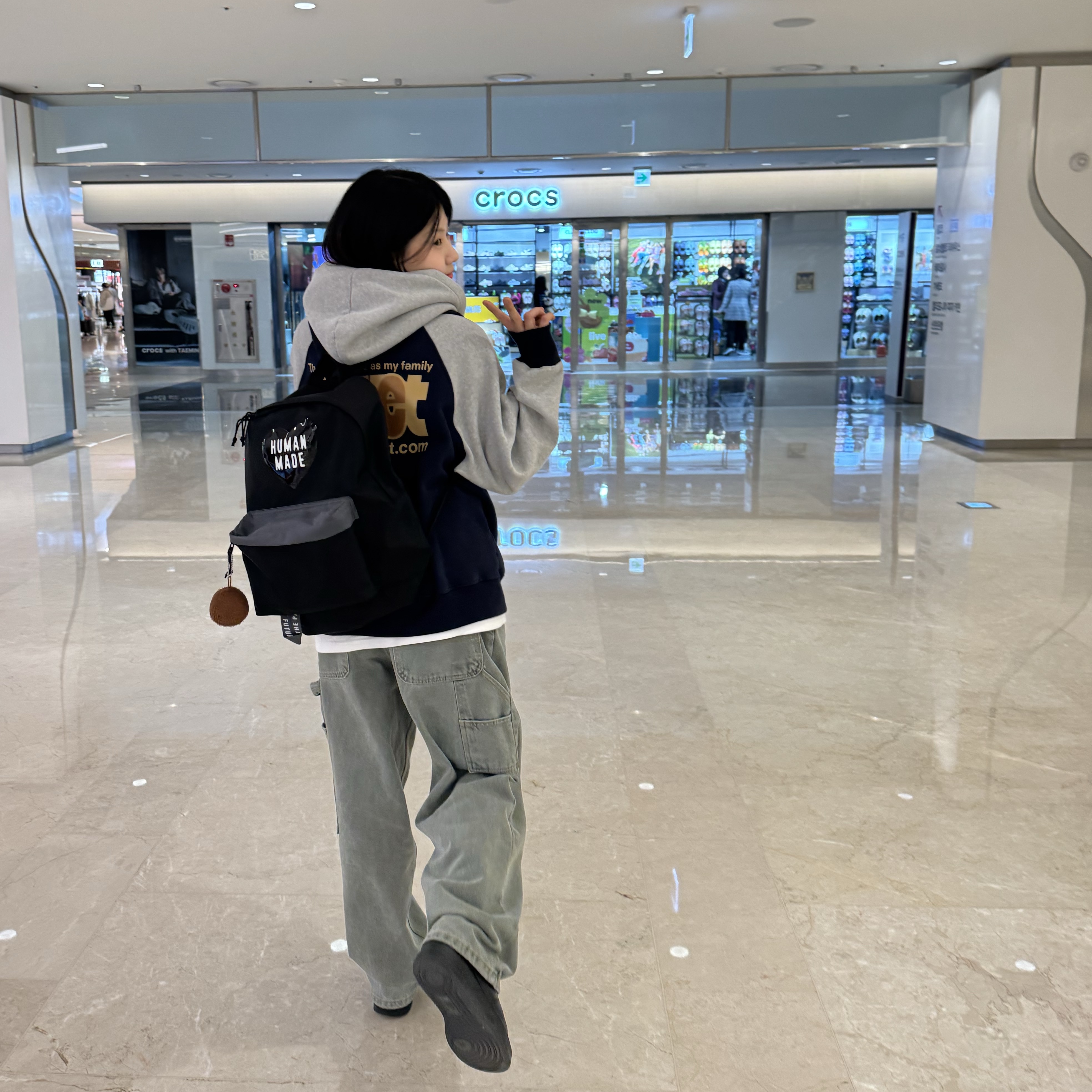 Human Made Backpack Black, Teket Episode Zip-Up Hoodie Navy 착용 스타일 - 2