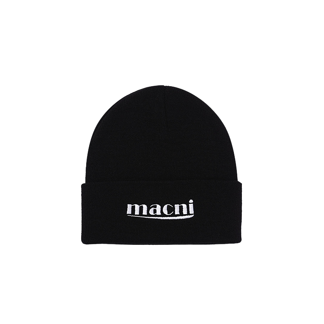 마크니 로고 니트 비니 블랙(MACNI Logo Knit Beanie Black)