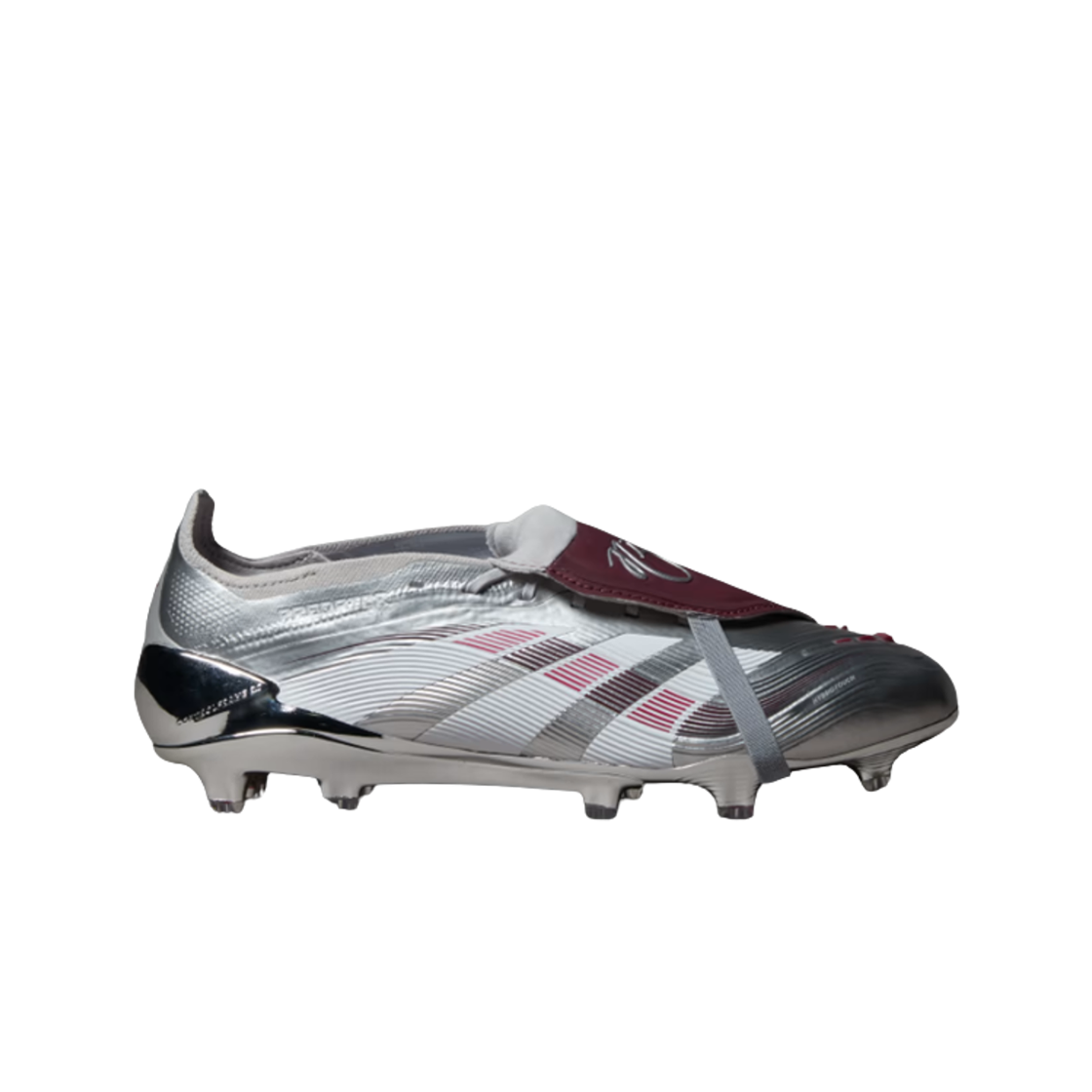 IH0894 Adidas Predator Elite JB FoldOver Tongue Firm Ground Boots Silver Metallic Legacy Burgundy