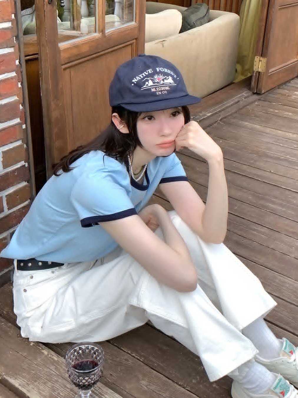 Enor Native Forest Ball Cap Blue, Enor Native Forest Ball Cap Ivory 착용 스타일 - 2