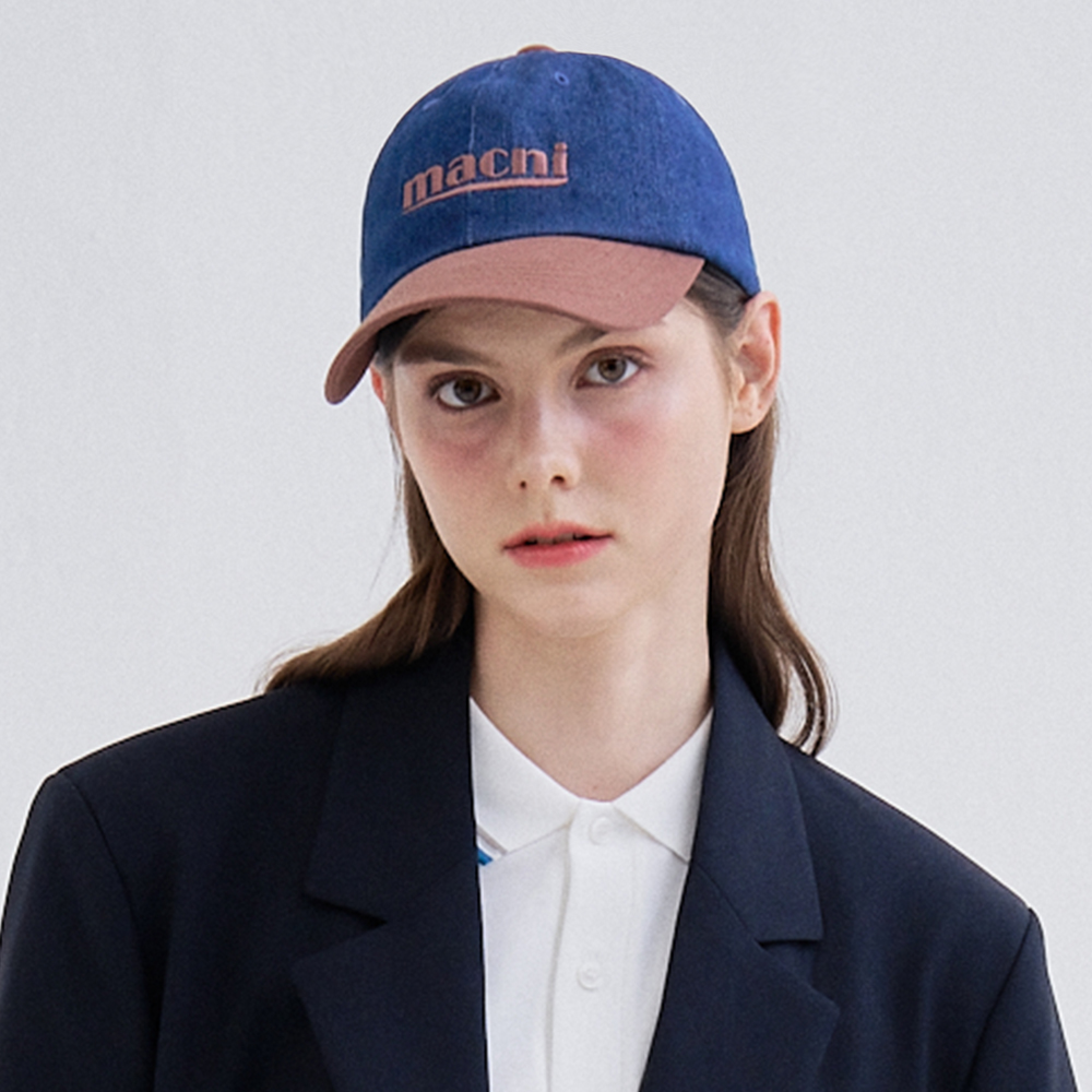 마크니 시그니처 로고 믹스 볼캡 블루 데님(MACNI Signature Logo Mix Ball Cap Blue Denim) - 3