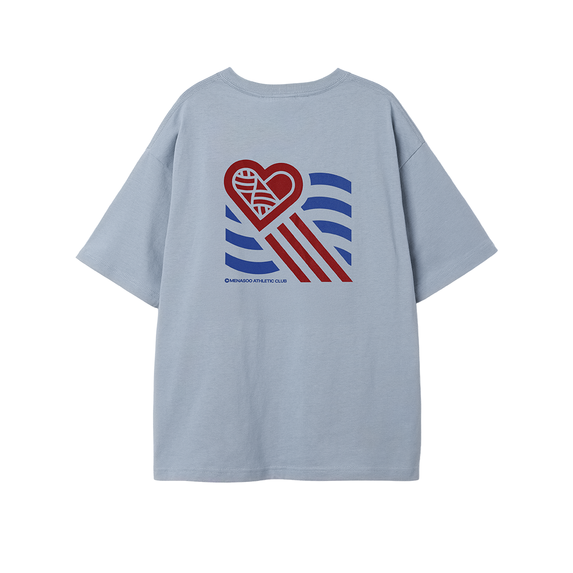 미나수 웨이브 하트트랙 티셔츠 소라(Menasoo Wave Hearttrack Graphic T Shirt Skyblue)