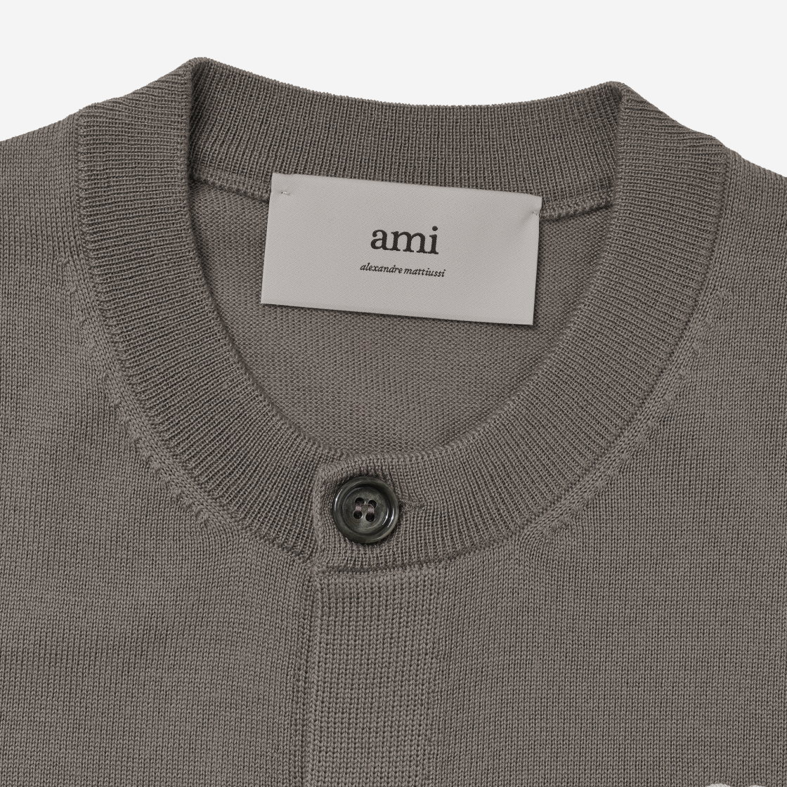 (W) 아미 스몰 하트 로고 울 가디건 베이지((W) AMI de Coeur Wool Cardigan Beige) - 3