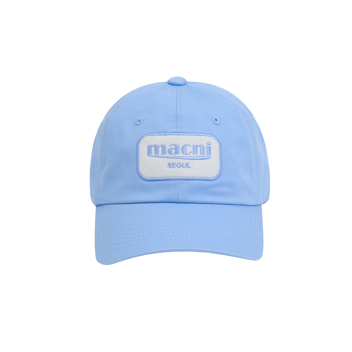 마크니 Y2K 로고 패치 볼캡 스카이 블루(MACNI Y2K Logo Patch Ball Cap Sky Blue)
