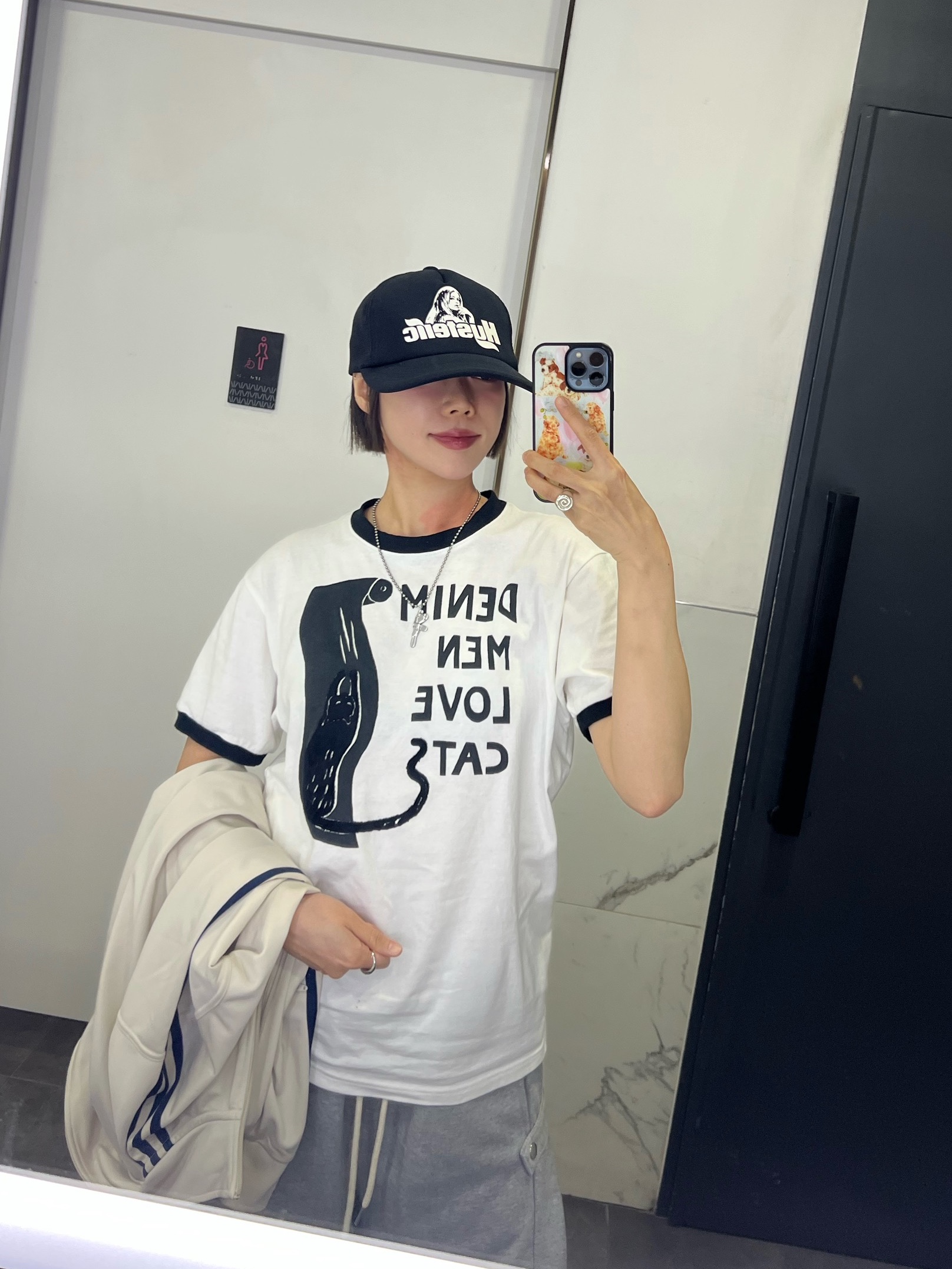 Hysteric Glamour Feel Good Mesh Cap Black, Kapital 20 Jersey Ringer T-Shirt Denim Men Love Cats Scratch Pt White 착용 스타일