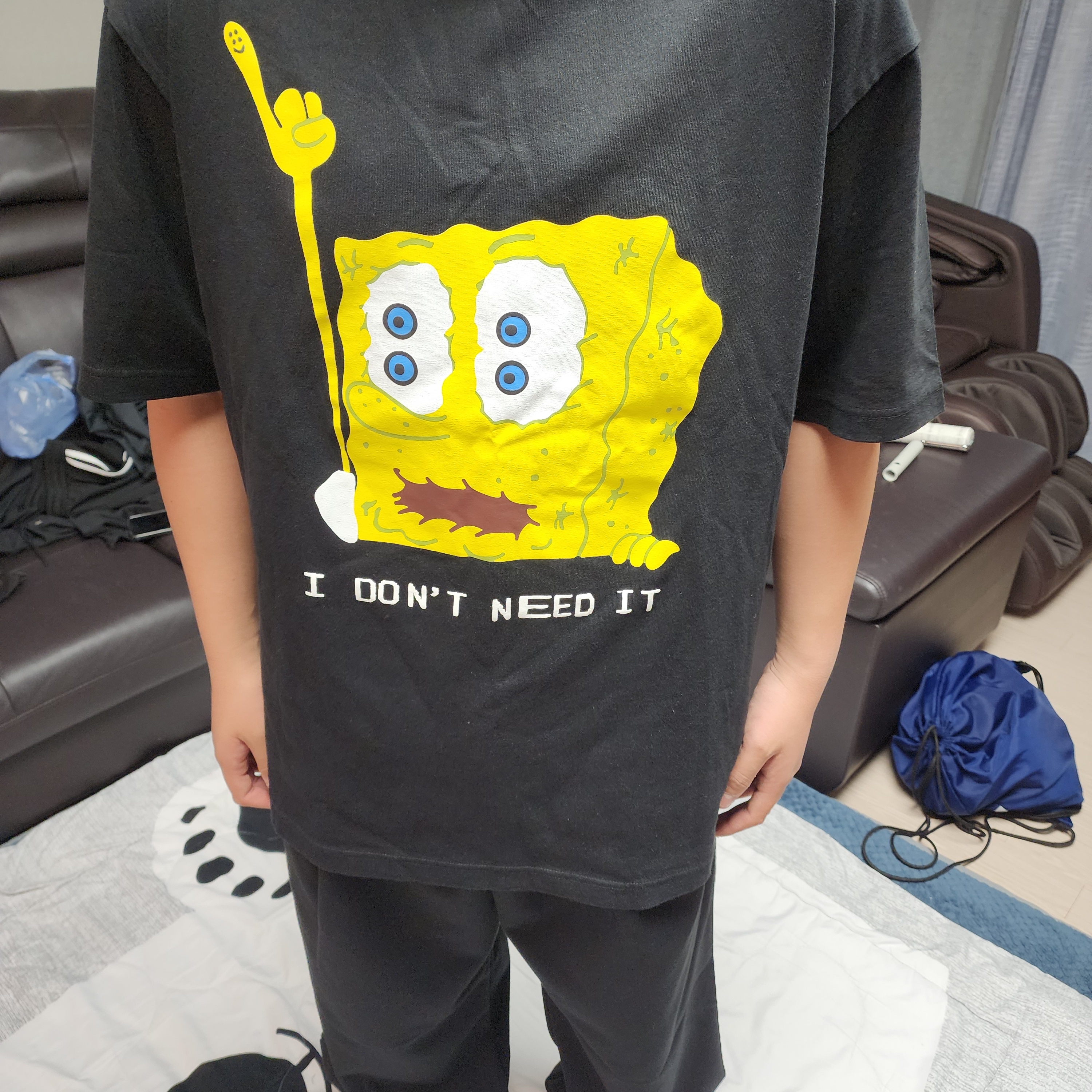 Uniqlo UT x CPFM x SpongeBob Graphic T-Shirt D Black - KR 착용 스타일
