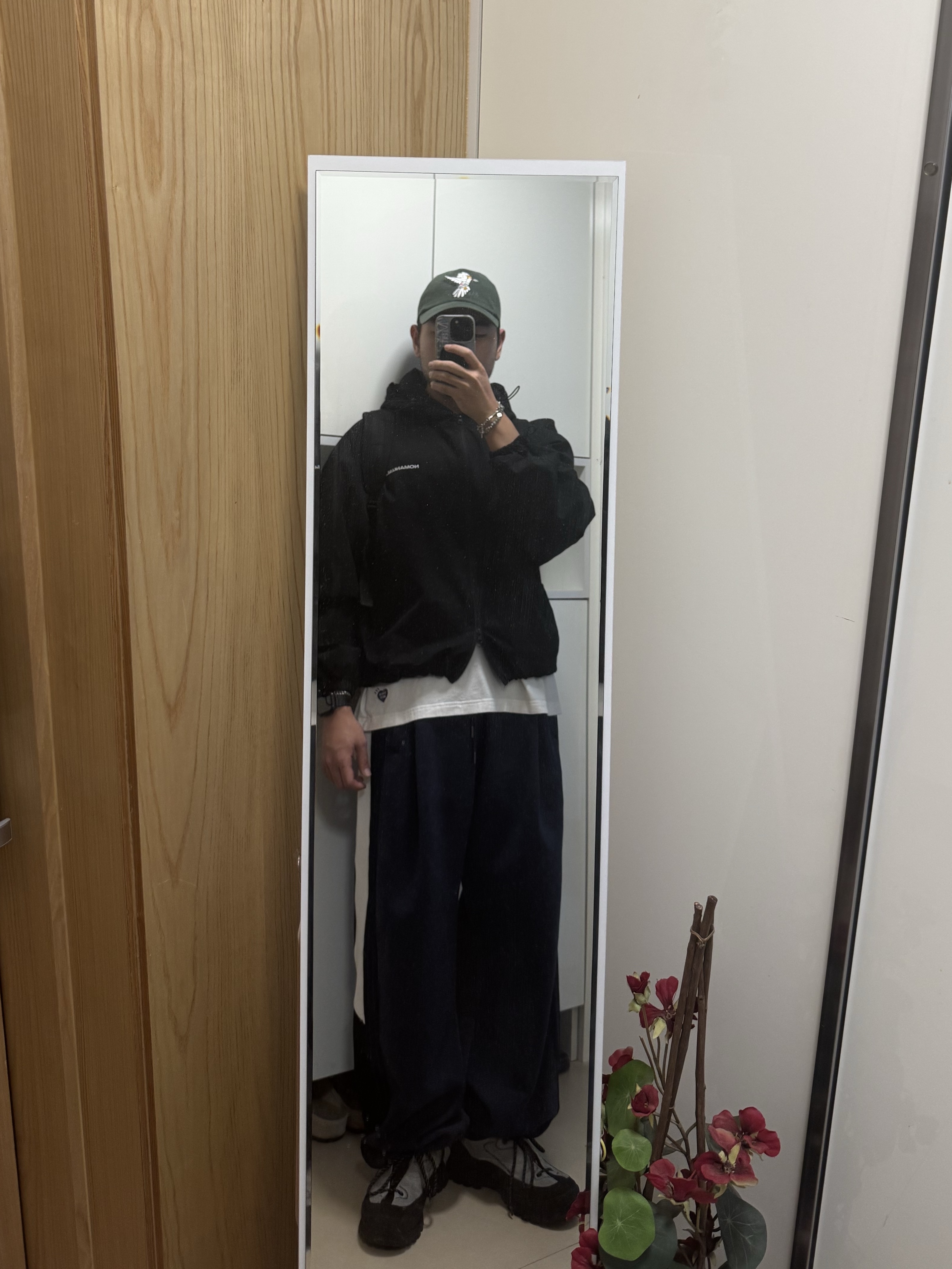 NOMANUAL Penon Wind Shell Black, Kinchi x Vatoz Zig Grey 착용 스타일