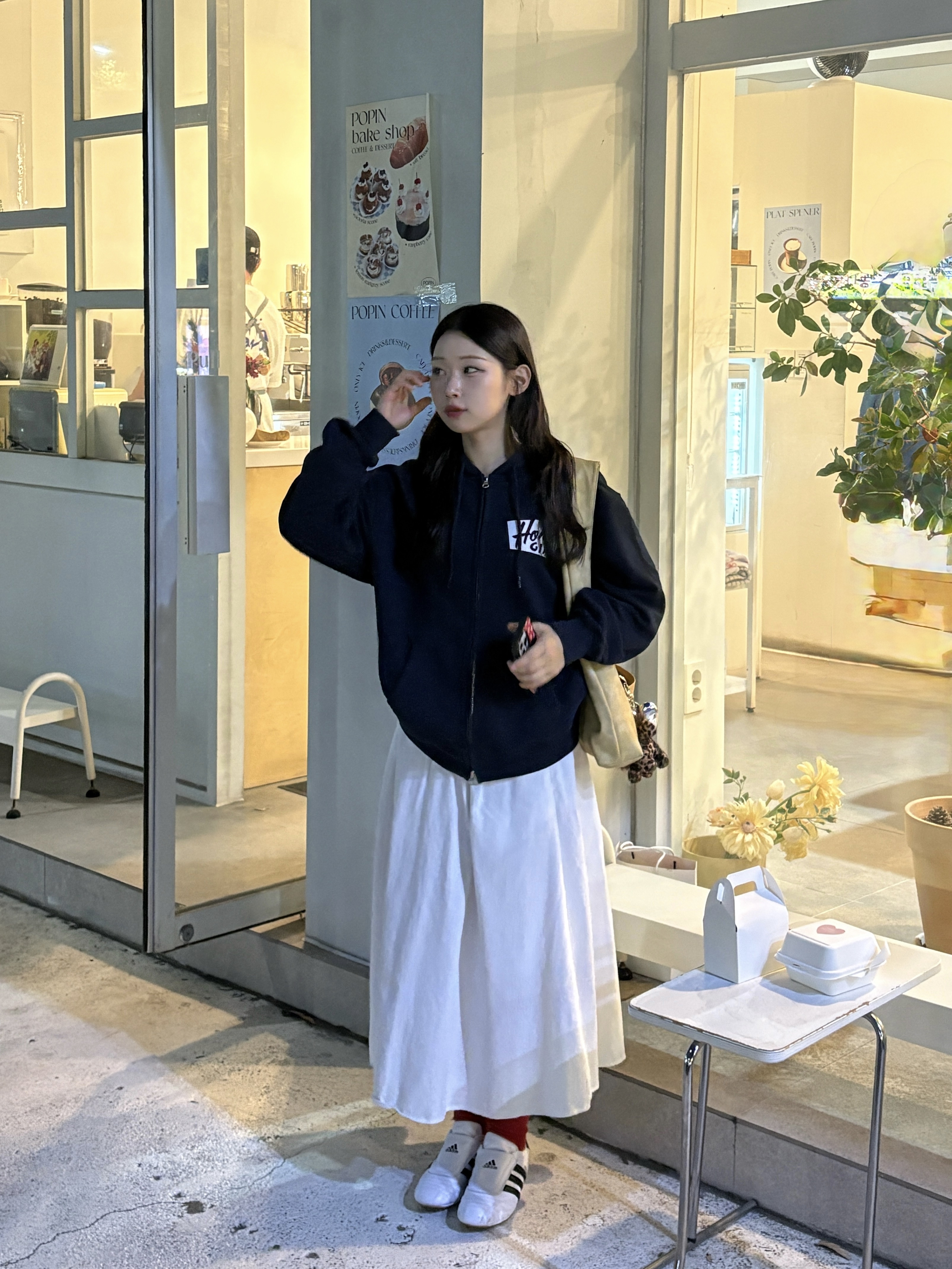 Honey Scoop House Honey Girl Zip up Hooded Sweatshirt Navy, (W) Adidas Taekwondo Cloud White Core Black 착용 스타일 - 1