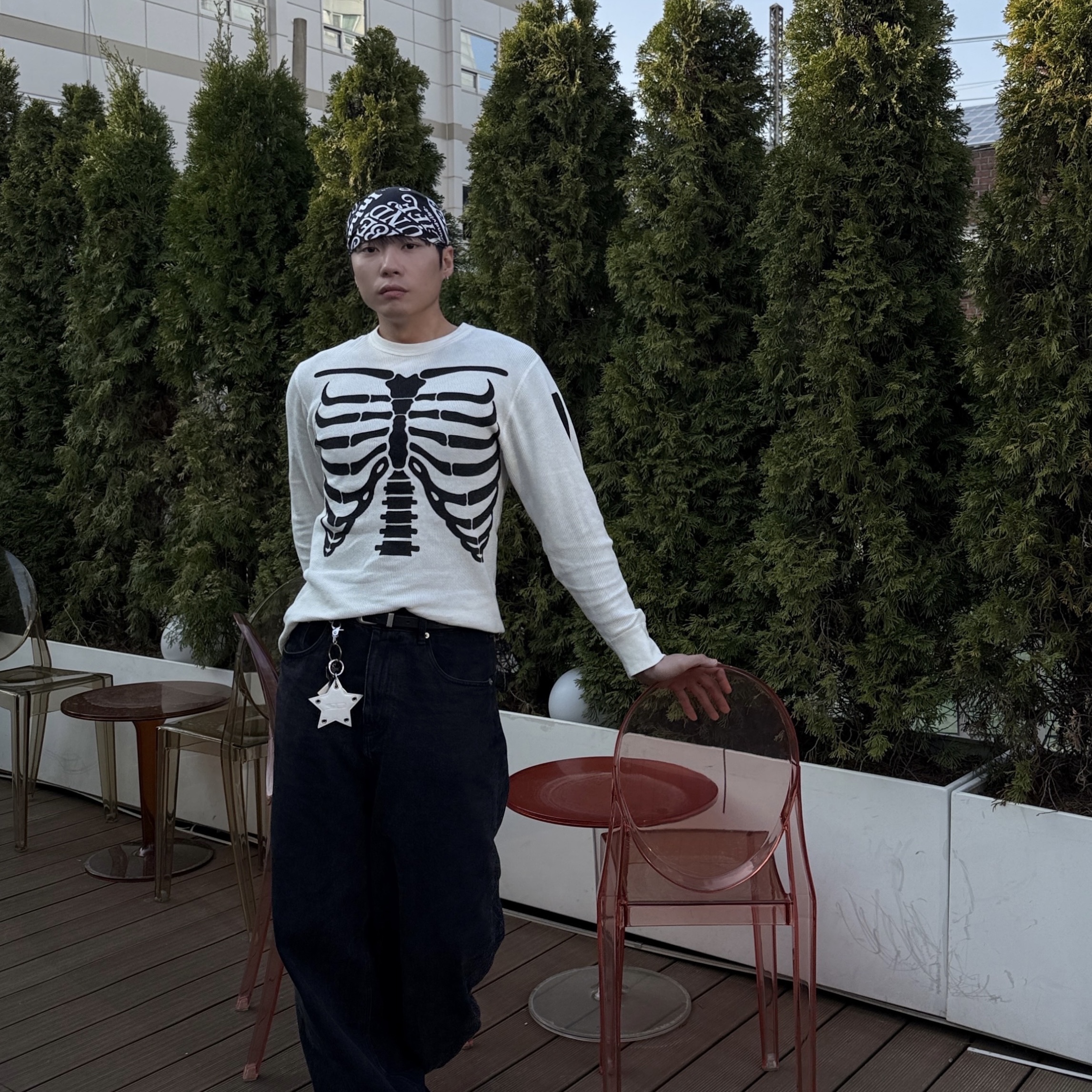Supreme Hanes Bones Thermal Crew Natural (1 Pack) 착용 스타일 - 3